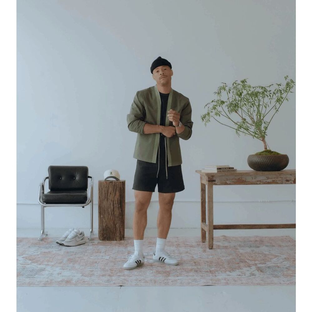 Akashi Kama Ondeck Olive Green Ripstop Noragi Japanese Jacket Men's Size Small